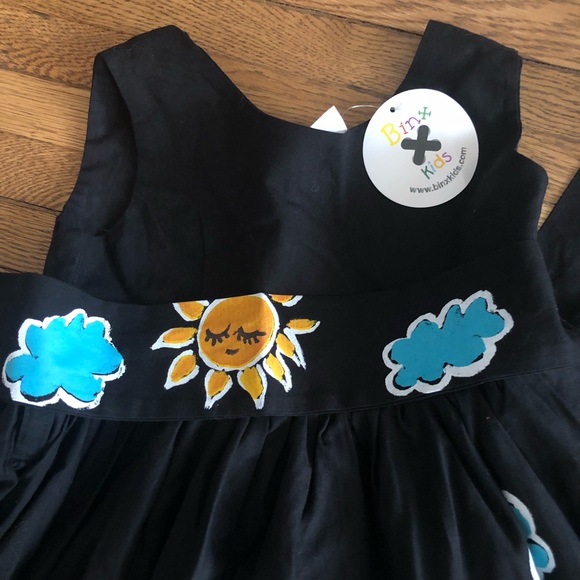2pc Beautiful NWT Binx Girls Designer Black Party Dress Painted Houses SIZE 6 - Picture 11 of 12